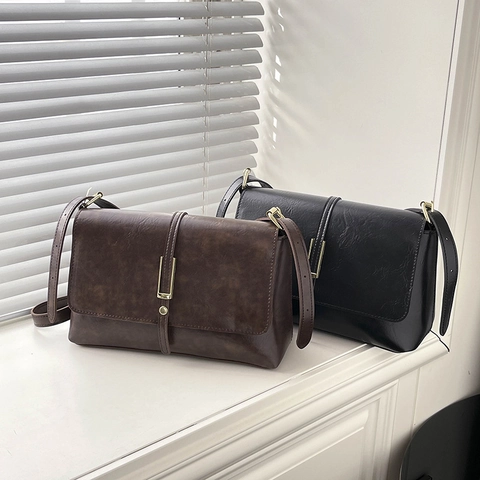 Borsa Quadrata Piccola in Pelle PU Retrò da Donna Borsa a Tracolla con Patta alla Moda con Chiusura in Metallo Borsa a Spalla Vintage per Pendolarismo Borsa a Mano per Donna Quotidiana