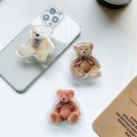 Supporto Per Telefono Orsetto Carino Grip Tok Retrattile Acrilico Trasparente Staffa Pieghevole Adesiva Stile Coreano Ins