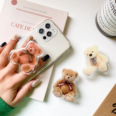 Supporto Per Telefono Orsetto Carino Grip Tok Retrattile Acrilico Trasparente Staffa Pieghevole Adesiva Stile Coreano Ins