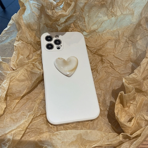 Matte Smartphonehoes Met Hartstandaard Grip Vloeibare Siliconen TPU Beschermend Marmeren Textuur Elegant Voor Vrouwen