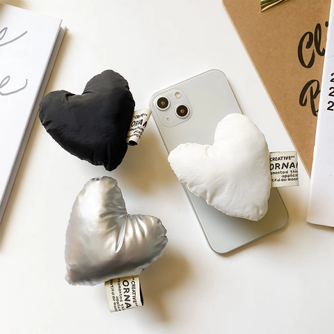 Supporto Per Telefono A Cuore Gonfio Retrattile Tessuto Imbottito Supporto Per Cellulare Adesivo Grip Tok Creativo