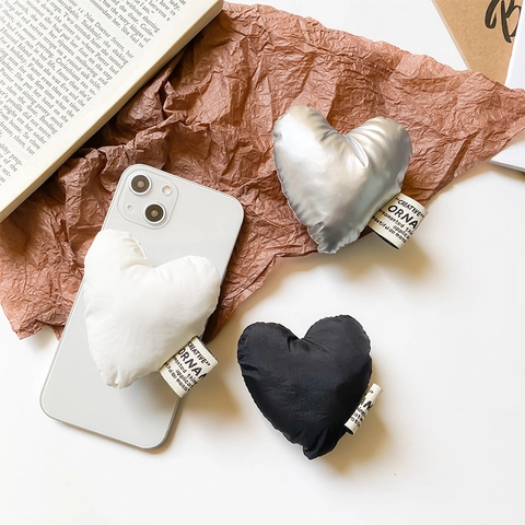 Supporto Per Telefono A Cuore Gonfio Retrattile Tessuto Imbottito Supporto Per Cellulare Adesivo Grip Tok Creativo