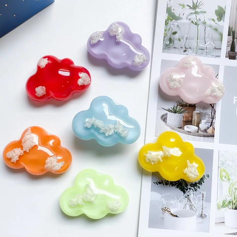 Support De Téléphone Rétractable Forme Nuage Résine Couleur Macaron Support De Doigt Universel Accessoire De Bureau Pour Smartphone