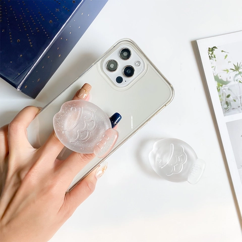 Cute Fish Shaped Frosted Matte Expandable Cell Phone Stand Sparkle Glitter Griptok Finger Grip Holder Desktop Support