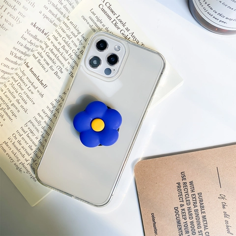 Handyhalterung Ausziehbarer Ständer Klein Blau Blume Form Klebe Handy Griff Matt Kunststoff Zubehör