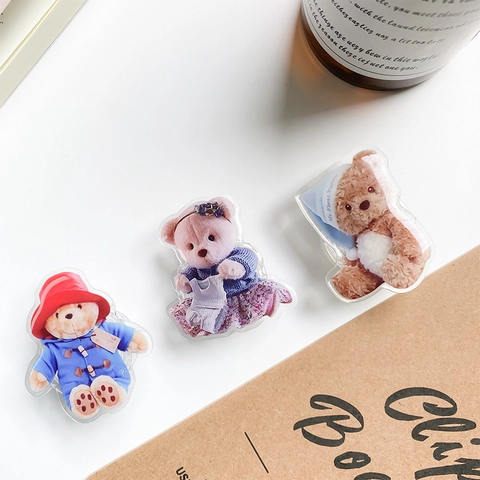 Cartoon Teddybär Handy Griff Expandierender Ständer Acryl Transparent Klappbar Universal Mobilhalter Schreibtisch Halterung