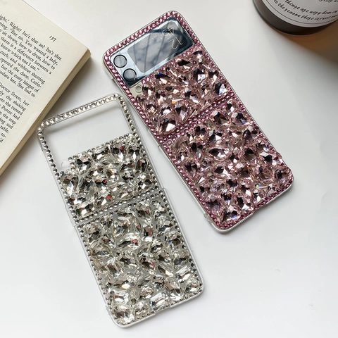 Luxe Strass Telefoonhoesje Voor Samsung Galaxy Z Flip Fold Serie Handgemaakte Sprankelende Kristallen PC Harde Schaal Cover