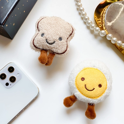 Supporto Per Telefono In Peluche Cartone Animato Supporto Airbag Estensibile Per Smartphone Toast Uovo Al Tegamino Accessorio