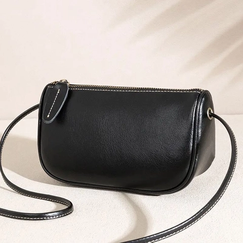 Women Crossbody Bag PU Leather Contrast Stitching Minimalist Small Shoulder Square Bag Retro Zipper Purse