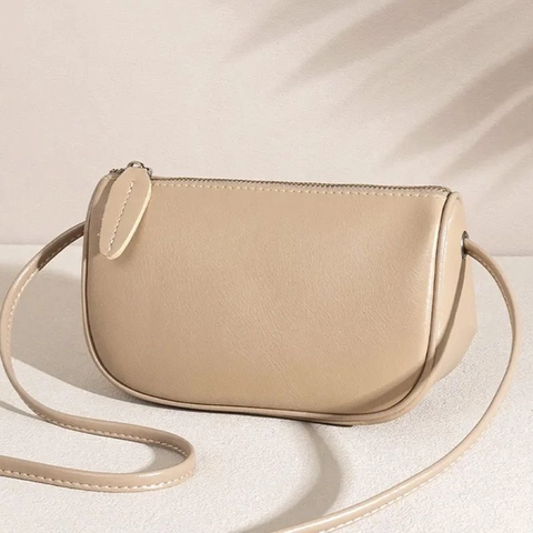 Women Crossbody Bag PU Leather Contrast Stitching Minimalist Small Shoulder Square Bag Retro Zipper Purse
