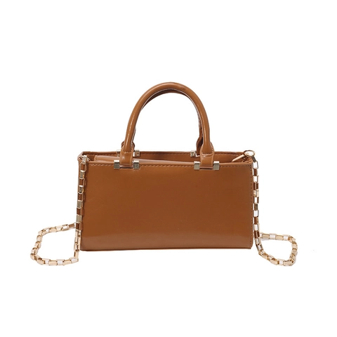Borsa A Tracolla Rettangolare Da Donna In Pelle PU Lucida Manico Superiore Catena Dorata Crossbody Moda Pendolare