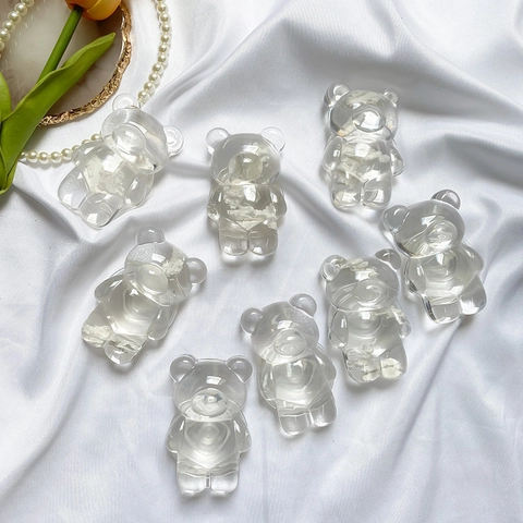 Cute 3D Transparent Bear Phone Grip Stand Foldable Resin Acrylic Airbag Support Clear Ins Style Mobile Accessory Chain