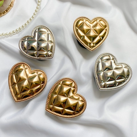 Supporto Per Telefono In Metallo A Forma Di Cuore Pieghevole Trapuntato Galvanizzato Lusso Chic