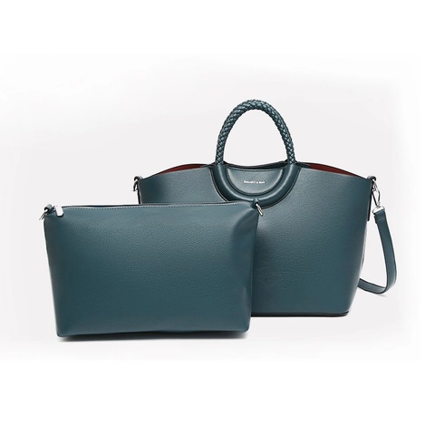 Borsa Tote Grande Da Donna Pelle PU Trama Litchi Manico Intrecciato Borsa A Mano Con Pochette Tracolla Rimovibile Stile Casual