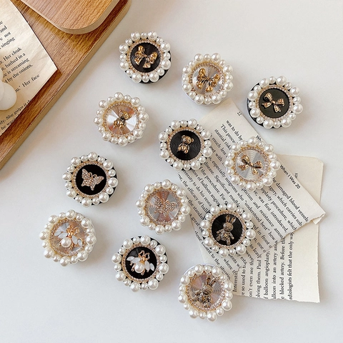 Artificial Pearl Rhinestone Phone Grip Tok Expanding Air Cushion Stand Butterfly Bee Bear Rabbit Retro Elegant Universal Holder