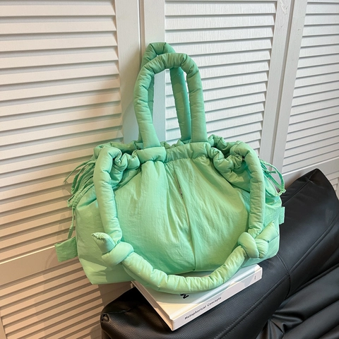 Damen Gesteppte Puffer Einkaufstasche Leichtes Nylon Cloud Schultertasche Große Kapazität Kordelzug Handtasche Für Den Alltag