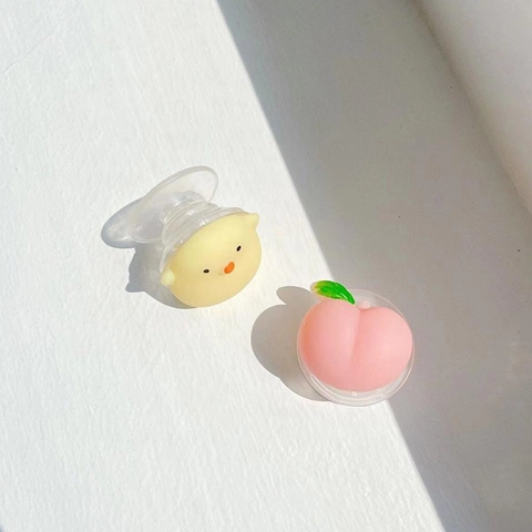 Squishy Siliconen Telefoonhouder Griptok Cartoon Kuiken Perzik Telescopisch Bureau Mobiele Telefoon Standaard Stressverlichting