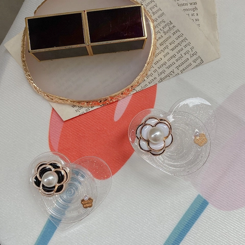 Supporto Per Telefono Cuore Camelia Glitter Trasparente Resina Supporto Pop Socket Con Perla Artificial Elegante Accessorio