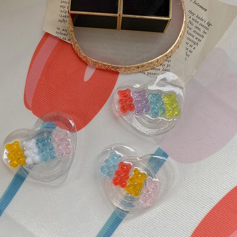 Supporto Per Telefono A Forma Di Cuore Griptok Con Orsetti In Resina Glitter Supporto Estensibile Per Smartphone Stile Ins Kawaii