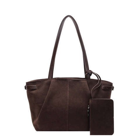Borsa Tote Vintage In Camoscio Donna Grande Capacità Borsa A Spalla Opaca Con Piccola Pochette Borsa A Mano Retrò Pendolare