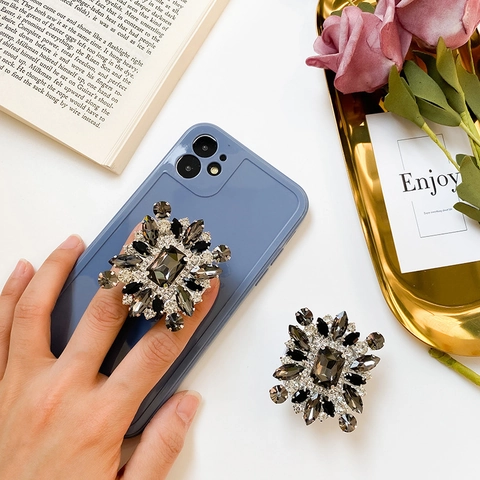 Luxus Strass Handy Griff Auslegbar Legierung Kristall Floral Faltbar Handy Ständer Halter Universal Finger Kickstand