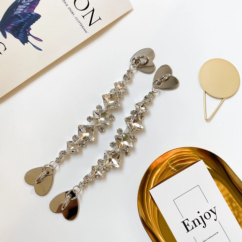 Cadena De Accesorios Decorativos Aleación Diamantes De Imitación Cristal Cuadrado Forma Corazón Para Funda De Teléfono DIY