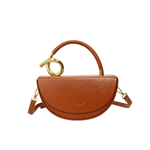 Sac À Main Demi Lune Pour Femmes En Cuir PU Sac Bandoulière Avec Poignée En Nœud Métallique Doré Sac Chic Minimaliste Sangle Réglable