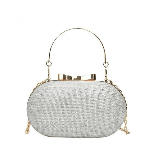 Sequin Glitter Abendtasche Damen Hartschale Oval Clutch Mit Metallgriff Und Schleifenverschluss Abnehmbare Kette