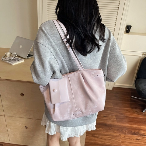 Minimalistische Damen PU Leder Tragetasche Große Kapazität Plissierte Unterarm Schultertasche Mit Passender Münztasche