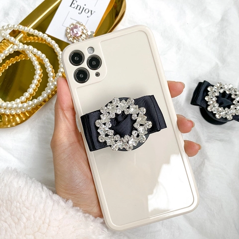 Soporte Expandible Para Teléfono Con Lazo De Strass Y Aleación Soporte Universal De Escritorio De Cinta Para Mujeres