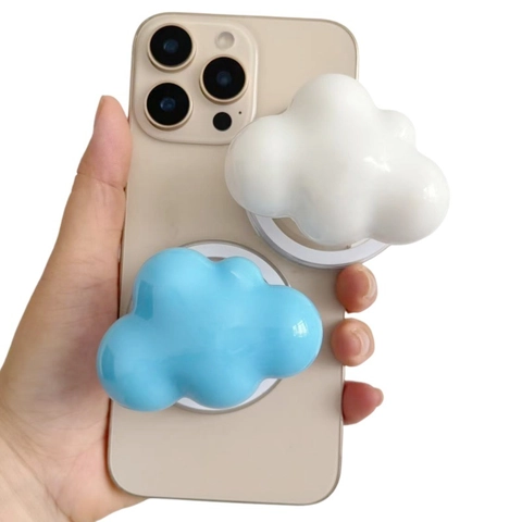 Soporte Magnético Para Teléfono Forma De Nube Resina Irisada Perla Artificial Soporte De Escritorio Plegable Universal