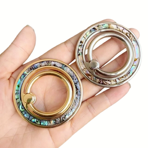 Soporte De Anillo Magnético Para Teléfono Aleación Metal Nácar Patrón Concha Soporte Escritorio Ultra Delgado