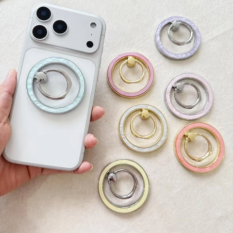 Magnetic Phone Ring Holder Zinc Alloy Marble Texture Rotatable Desktop Grip Stand Macaron Colors