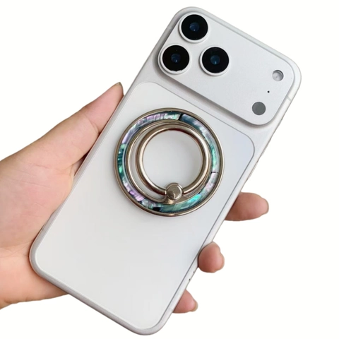 Soporte De Anillo Magnético Para Teléfono Aleación Metal Nácar Patrón Concha Soporte Escritorio Ultra Delgado