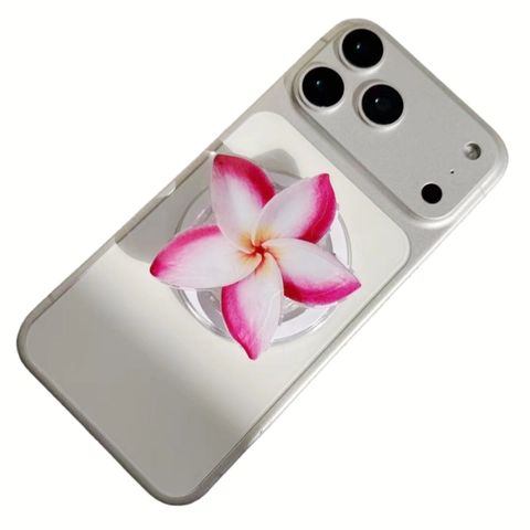 Support De Téléphone Fleur Acrylique Poignée Prise Pliable Extensible Orchidée Rose Forme Accessoire Smartphone Décoratif