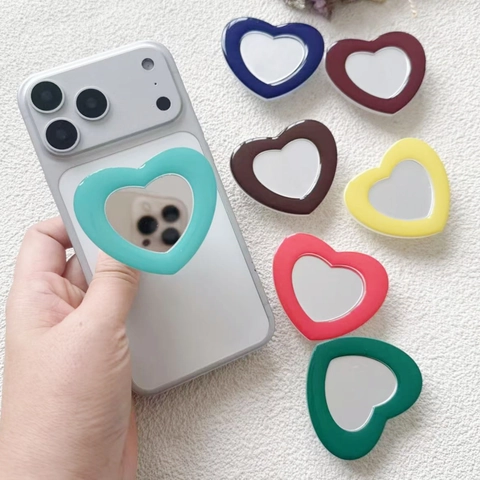 Supporto Per Telefono A Forma Di Cuore Con Specchio Acrilico Supporto Pieghevole Supporto Da Scrivania Colore Solido