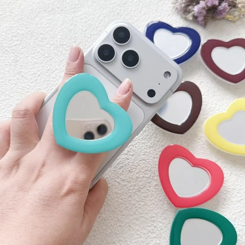 Supporto Per Telefono A Forma Di Cuore Con Specchio Acrilico Supporto Pieghevole Supporto Da Scrivania Colore Solido