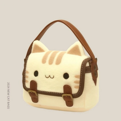 Borsa In Peluche A Forma Di Gatto Pelliccia Sintetica Borsa Tracolla Design Animale Cartone Animato Cinghie In Pelle PU