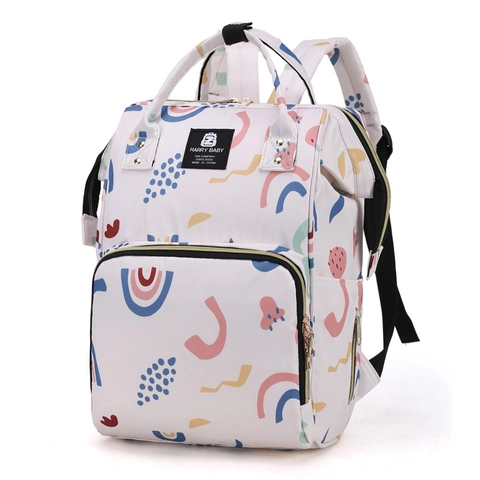 Zaino Fasciatoio Grande Capacità Multifunzionale Impermeabile In Tessuto Oxford Con Tasche Isolate E Ganci Per Passeggino Stampa Floreale
