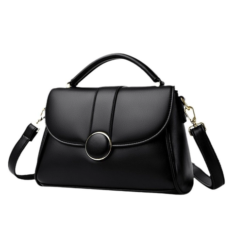 Borsa A Spalla Da Donna Pelle PU Motivo Litchi Borsa A Mano Tracolla Con Manico Superiore Fibbia Tonda Dorata Elegante Quotidiano Lavoro