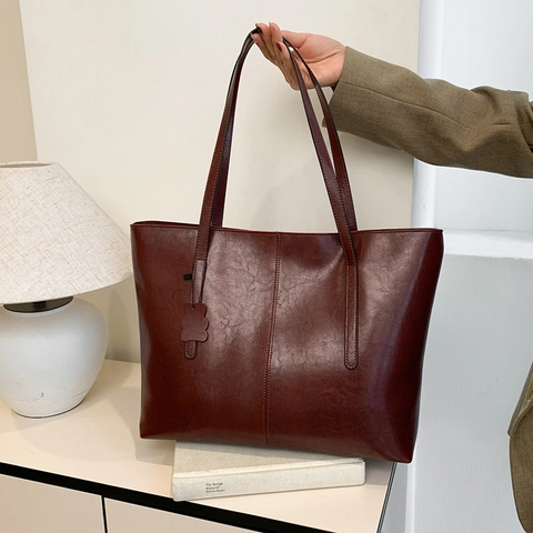 Große Kapazität Tote Bag PU Leder Gesteppte Umhängetasche Damen Pendeln Retro Einfach Vielseitig Mode Handtasche