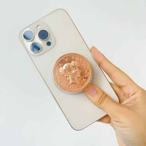 Supporto Magnetico Telefono Oro Rosa Pieghevole Cuscino D'aria Lega Zinco Goffratura Moneta Elettroplaccato