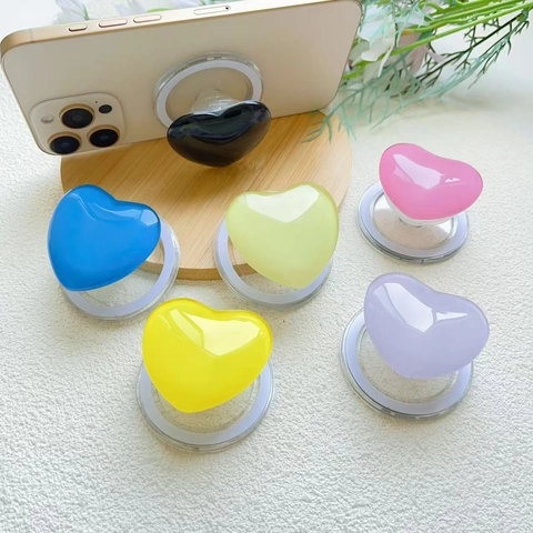 Magnetische Hart Telefoonhouder Voor Magnetische Hoesjes Opvouwbare Airbag Standaard Jelly Textuur Effen Kleur