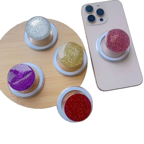 Sparkly Glitter Magnetic Phone Grip Expanding ABS TPU Zinc Alloy Cell Phone Socket Holder Universal Foldable Stand