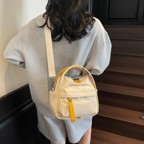 Borsa A Tracolla Minimalista In Tela Di Nylon Leggera Con Tasche Multiple Borsa Tote Da Donna Casual Quotidiana Grande Capacità