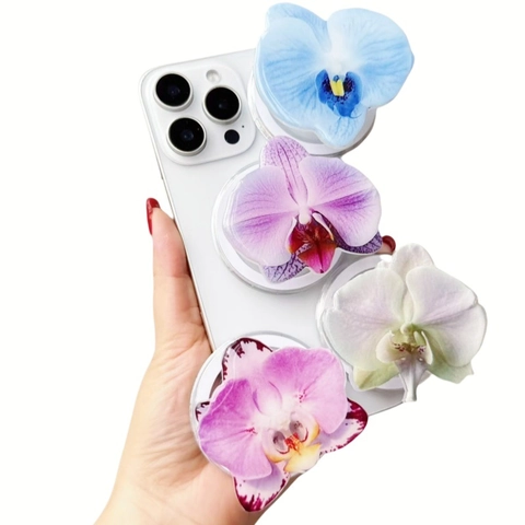 Supporto Magnetico Telefono Fiore Orchidea Realistico Acrilico Pieghevole Presa Supporto Scrivania Floreale