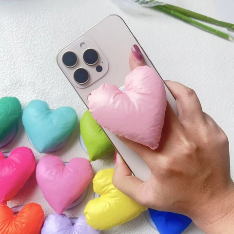 Heart Shaped Magnetic Phone Holder Fabric Padded 3D Soft Grip Desktop Stand Accessories Colorful