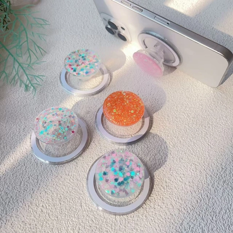 Supporto Per Telefono Magnetico Supporto A Cuscino D'aria Paillettes Luccicanti Motivo Cuore Stella Acrilico Pieghevole Portatile
