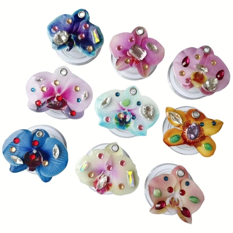 Supporto Magnetico Per Telefono Forma Orchidea Acrilico Strass Supporto Scrivania Retrattile Magnetico Smartphone