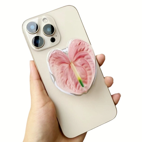 Acryl Handyhalterung Herzform Anthurium Blatt Blume Magnetisch Ausziehbar Desktop Ständer Ästhetisches Smartphone Zubehör